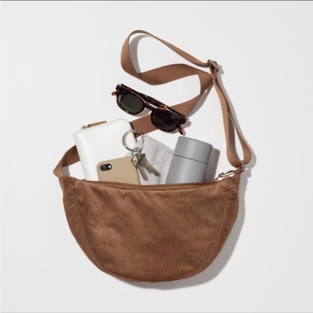 UNIQLO - Round Mini Shoulder Bag - Corduroy - Brown 🤎